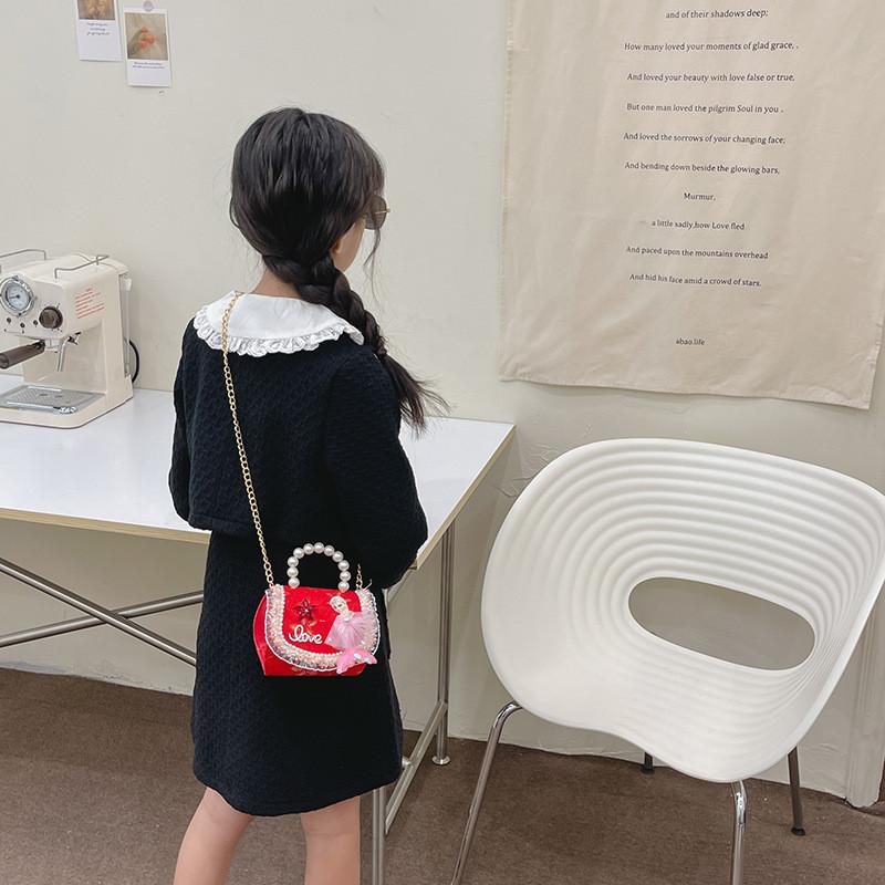Adorable Mini Mermaid Pearl Crossbody Bag For Kids Stylish Korean Design For Everyday Use