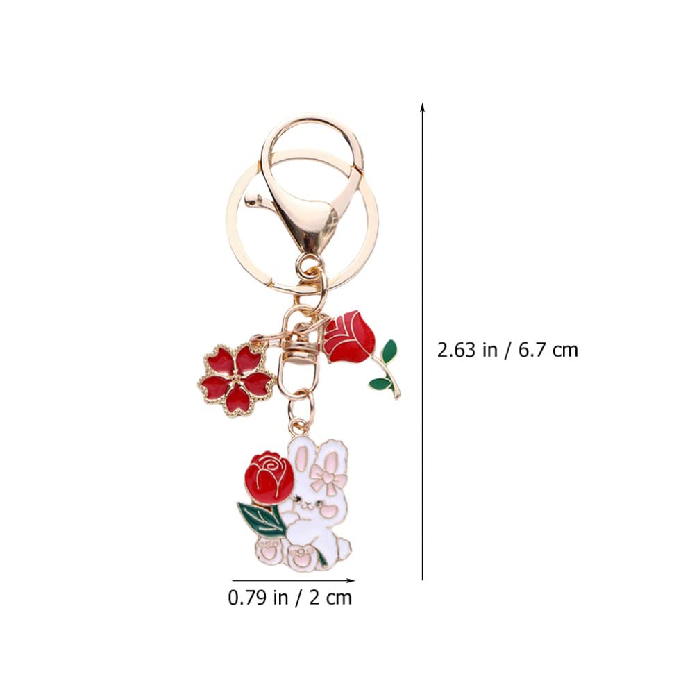 [LALAFINA] 2023 Zodiac Rabbit Keychain Key Ring with Cherry Blossom Design, Easter, Year of the Rabbit, Metal Key Charm, Cute, Prayer, Heian Era,