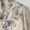 J-Scott Painting-Style Flower Print Blouse, Collarless, Puff Sleeves, Sheer, Lightweight, Refreshing, Ivory, JS46-IV-L