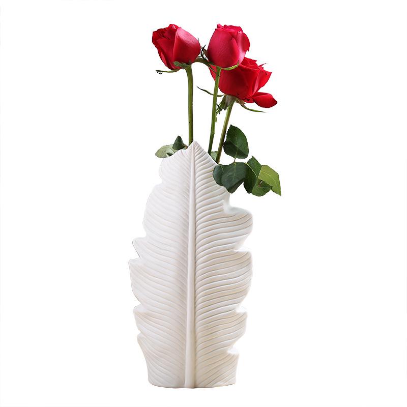 Nordic White Unglazed Ceramic Vase - Decorative Fake Flower Holder for Home and Living Room