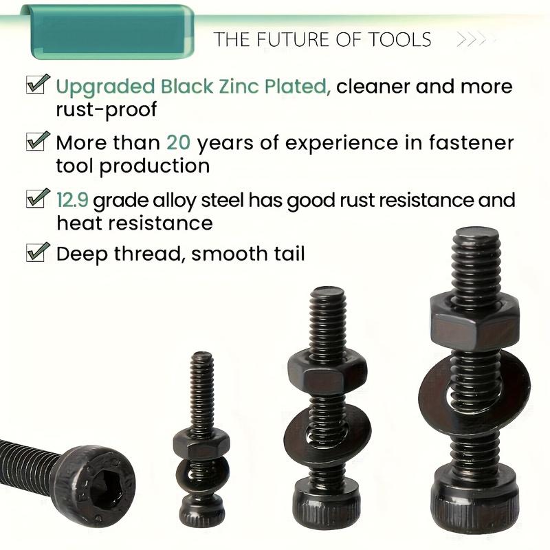 Assortimento di Bulloni Metrici da 1260 Pezzi - M2 M3 M4, 21 Misure da 4MM a 30MM Kit di Bulloni e Dadi in Acciaio Legato 12.9
