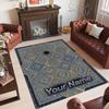 Abstract Geometric Theme Crystal Velvet Rug Personalized Custom Name Text Soft Floor Mat Home Decor