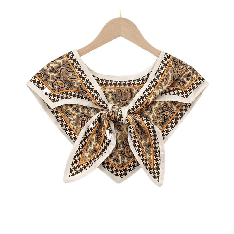 

Шаль летняя внешняя декоративная женская зеленая треугольная шелковая шаль поддельный воротник универсальная иностранная шаль для защиты от солнца прилив 60-80cm