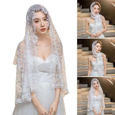 Muslims Lace Wedding Veil Church Mantilla Wedding Bride Head Covering Veil  for Indoor and Outdoor Ceremonies