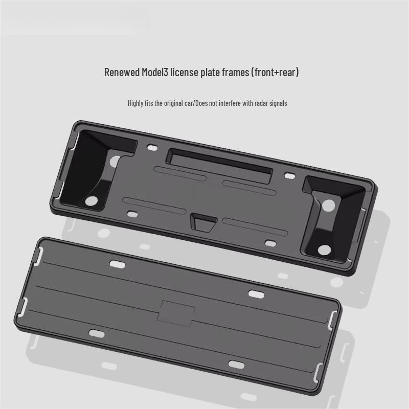 Tesla Model Y/3 Nummerplåtshållare - Blå Flytande Bas för Ram Skydd