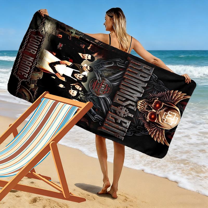 Name Custom German-language Band Print Beach Towel, Large Soft Quick Dry Towel for Beach Camping Swimming