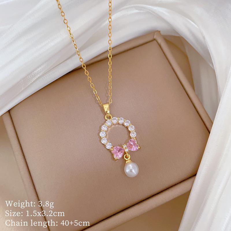 Copper Micro-Inlaid Necklace Women'S Copper Micro-Inlaid Real Gold Electroplating Simple And Exquisite Collarbone Chain Neck Chain