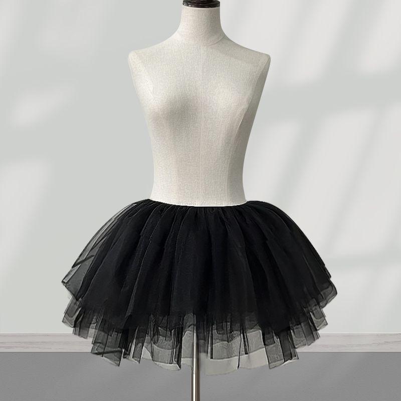 Petticoat Lolita: 28cm Puff Skirt, Boneless Support, 6-Layer Tulle, Halloween Cosplay Costume, Wearable as Outerwear.