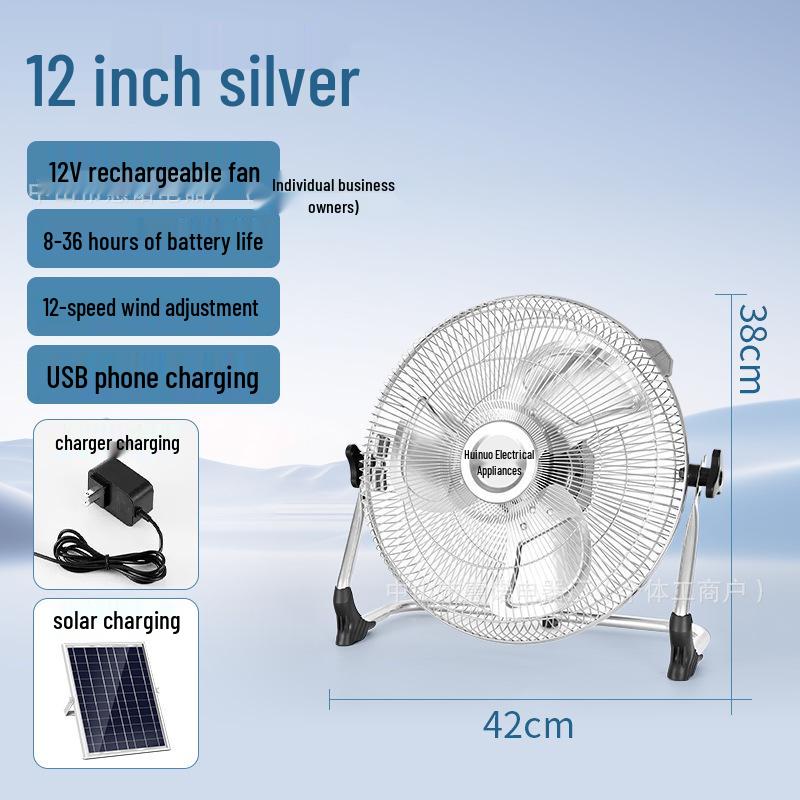 Draagbare Vloerventilator op Zonne-energie voor Kamperen, Vissen, Studentenkamer en Buitengebruik