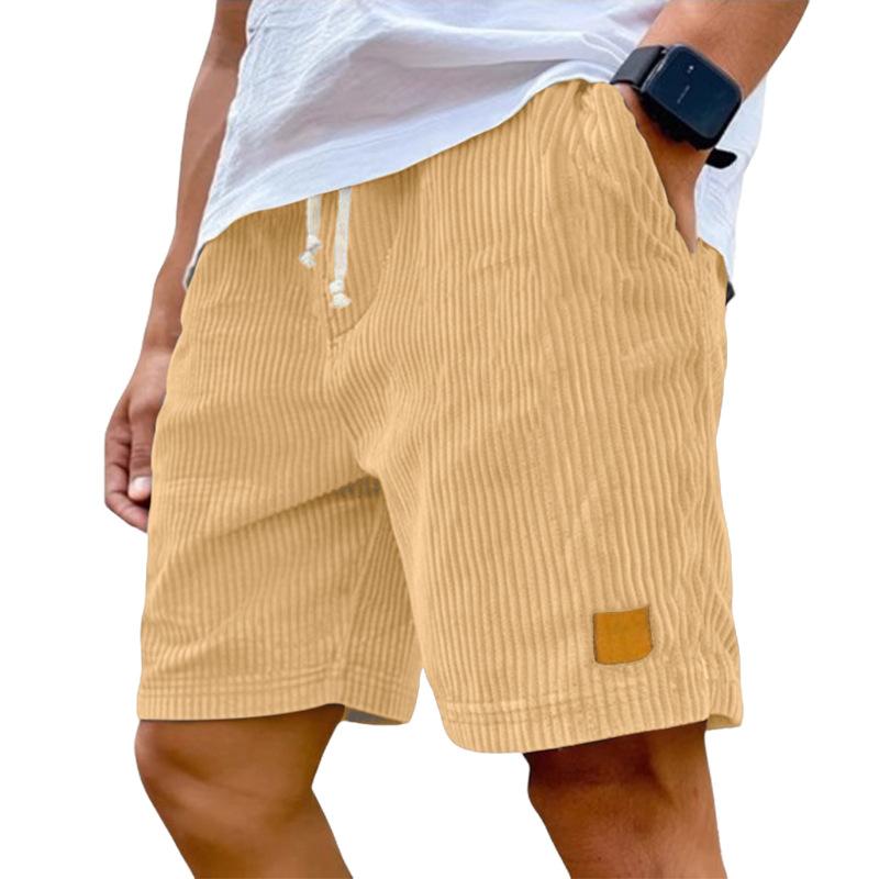 Pantaloncini da uomo in velluto a coste con coulisse - Estivi, Vestibilità ampia, Gamba dritta, Traspiranti, Asciugatura rapida, Casual Sportivi, Cinque pollici