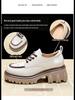Women's British Style Leather Loafers - 2023 Spring/Autumn Chunky Heels & Soles, Fashionable Color-Matching Design