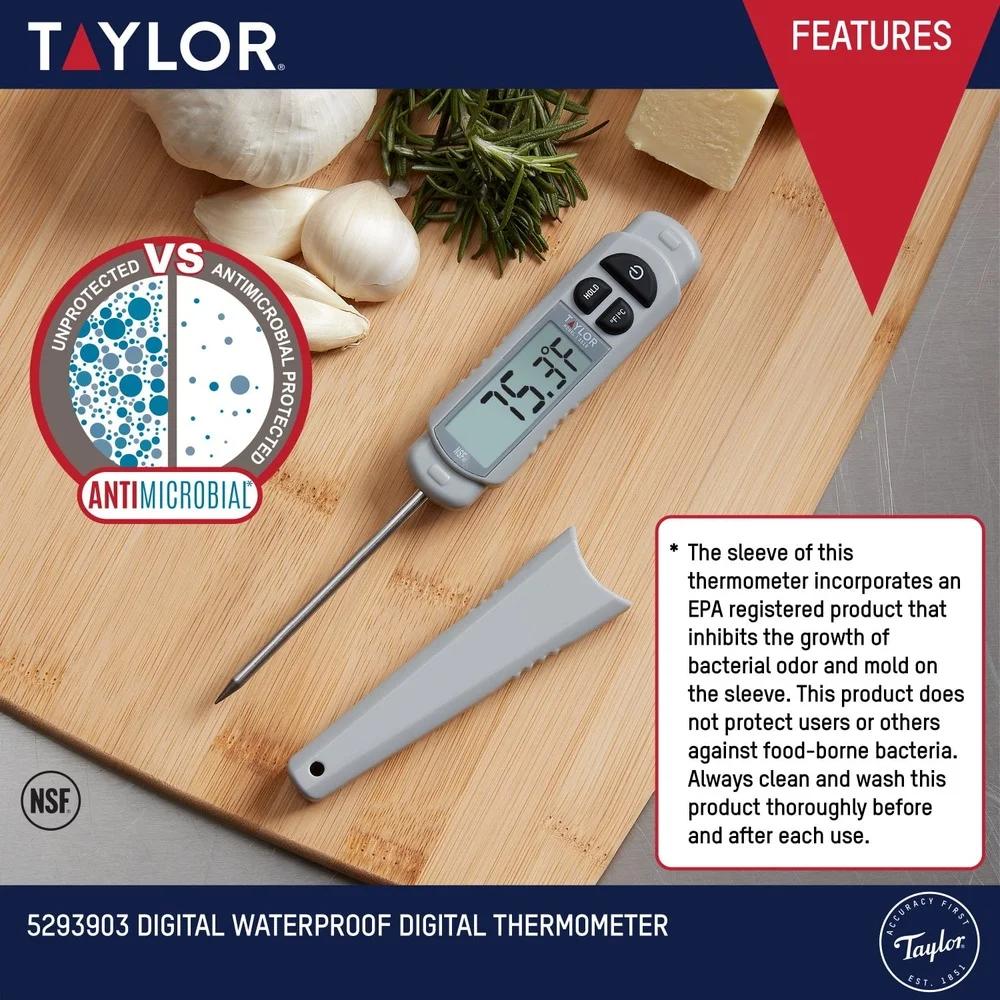 Waterproof Digital Pen Meat Thermometer Instant Read Accurate Cooking Tool with Hold Feature LCD Display Durable Construction