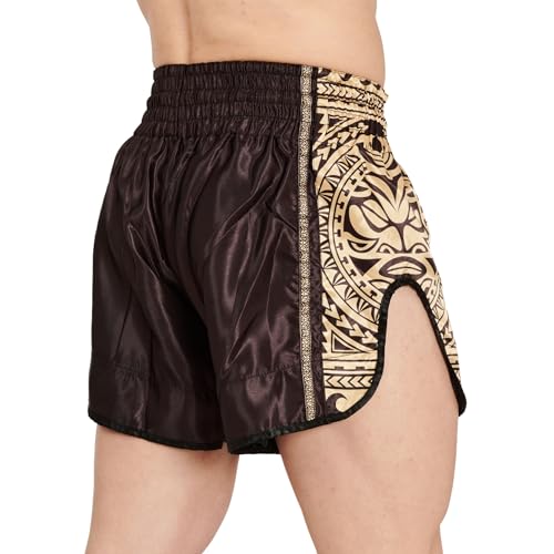Leone 1947 Muay Thai Kickboxing Shorts, Unisex [HAKA], Satin Fabric with Wide Side Slits (Size M), Black, AB968 [Authentic]