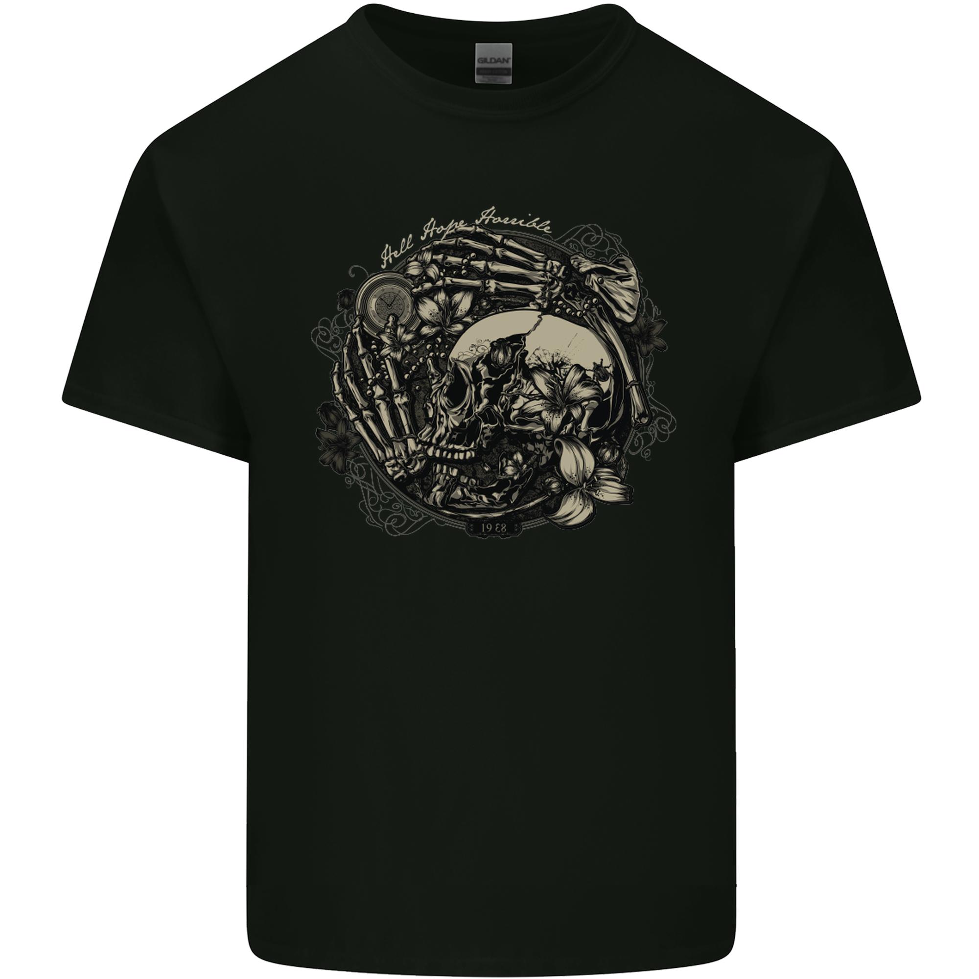 Hell Hope Horrible Skulls Gothic Biker Unisexs Light Cotton TShirt S