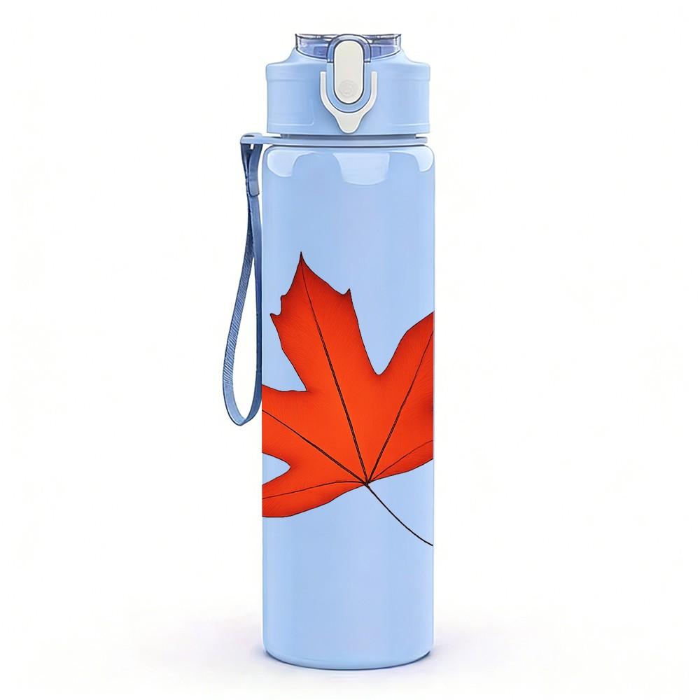 1PC Maple Leaf 750ml Color Plastic Sports Water Bottle Leakproof Flip Straw Lid Suitable for Sports Office Home Use