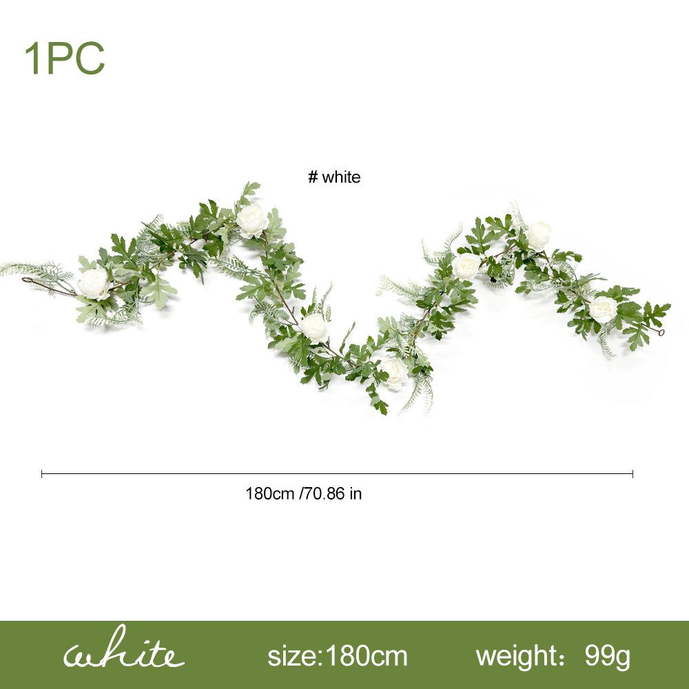 Artificial Simulation of Green Plants On The Home Dining Table of Pteris Multifida Paeonia Suffruticosa and Rattan