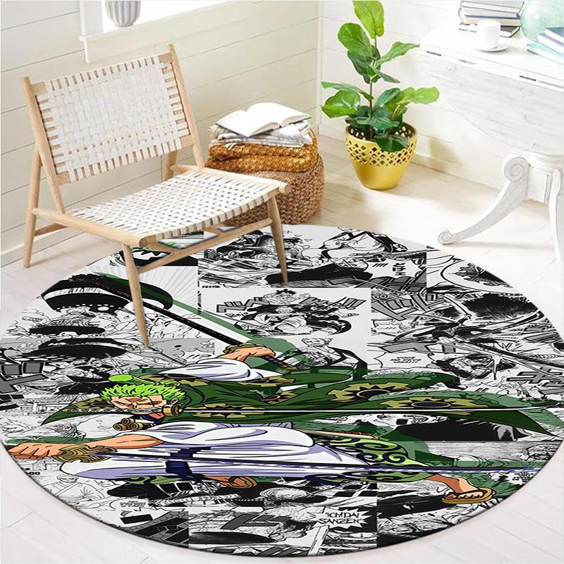 Roronoa Zoro Round Area Rug Carpet Rug For Living Room Bedroom Sofa Playroom Decor Nonslip Floor Mat