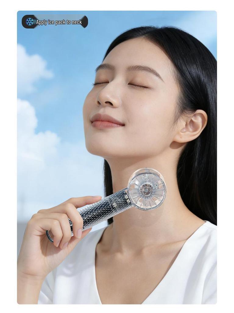 2026 Portable Mini Turbo Refrigerating Fan with Transparent Digital Display and Semiconductor Cold Compress