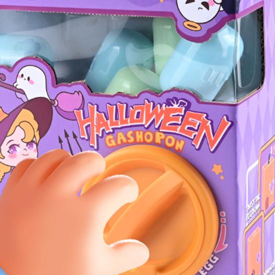 Halloween Mini Capsule Toy Machine with 6 Surprise Eggs Collectible Cartoon Figurines for Party Favors Interactive Gift for Kids Classroom Activities