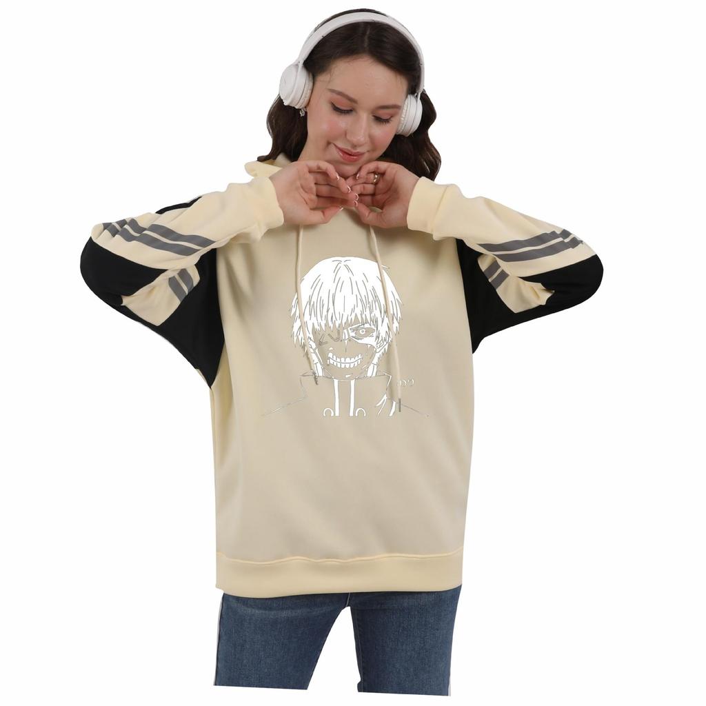 Anime Tokyo Ghoul Unisex Color Block Patchwork Fleece Hoodie (Autumn/Winter).