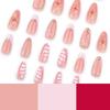 24pcs New Pink French Crocodile Pattern Manicure Removable Nail Sheet Glitter Powder Three-dimensional Flower Fake Nail Hot Stamping Wear Nail