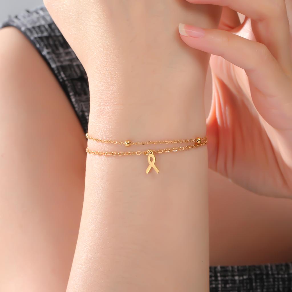 My Shape Women Breast Cancer Awareness Bracelets Stainless Steel Hand Chains Adjustable Chain Safety Blessing Lucky Jewelry Gift