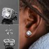 Classic Style Round Stud Earrings For Women Men Silver Color Luxury Bling Bling Full Zircon Hip Hop Rock Ear Jewelry Male Gifts