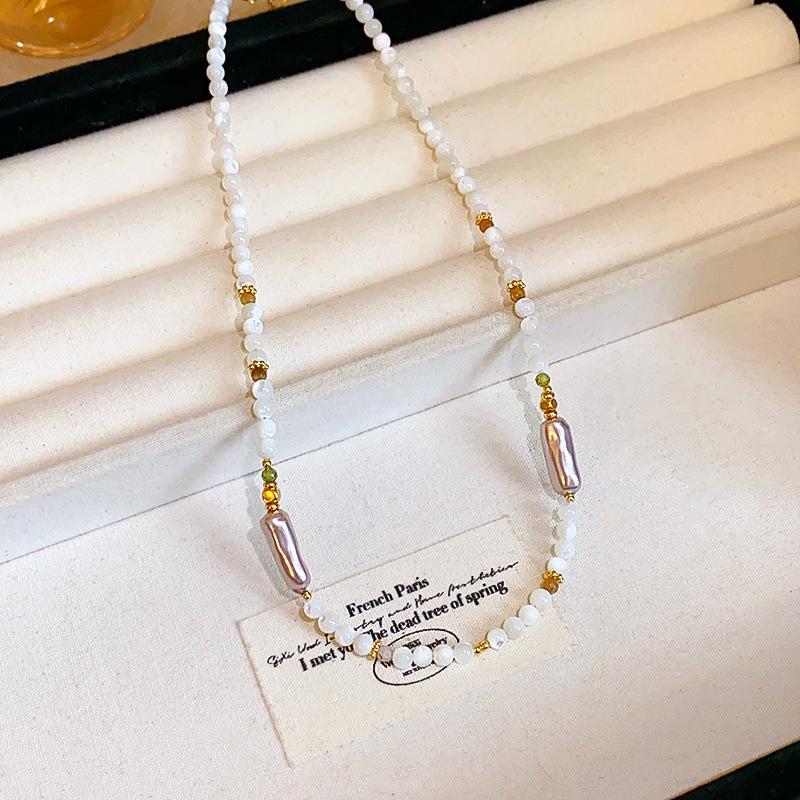 Ethnic Style Irregular Beaded Crystal Beaded Necklace Women's Clavicle Chain Holiday Style Necklace