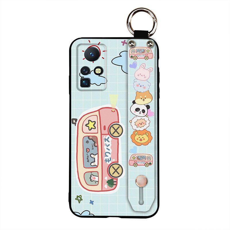 Anti-knock Wrist Strap Phone Case For infinix Zero X/X Pro/X6811/X6811B Phone Holder Cartoon Wristband Silicone Cute