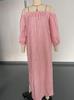 Available for 2026: New Spring Striped Off-Shoulder Dress for Women in Cotton and Linen - Perfect Vacation Style