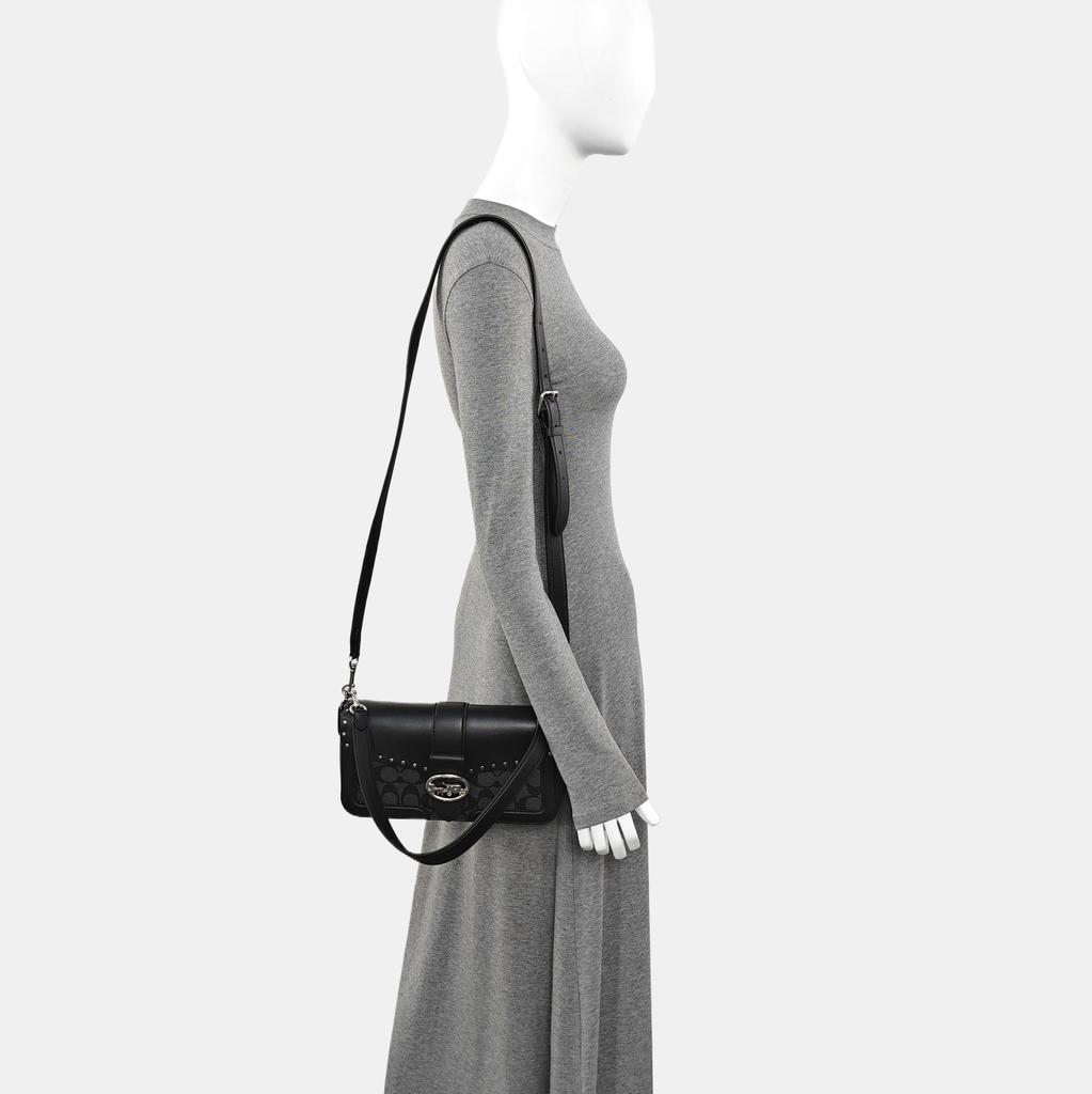 [Pre-Owned] Georgie 26 Classic Monogram Studded Carriage Logo Coated Canvas Underarm Bag Wine God Bag Crossbody Shoulder Bag Medi - Excellent #1KN9Z8S