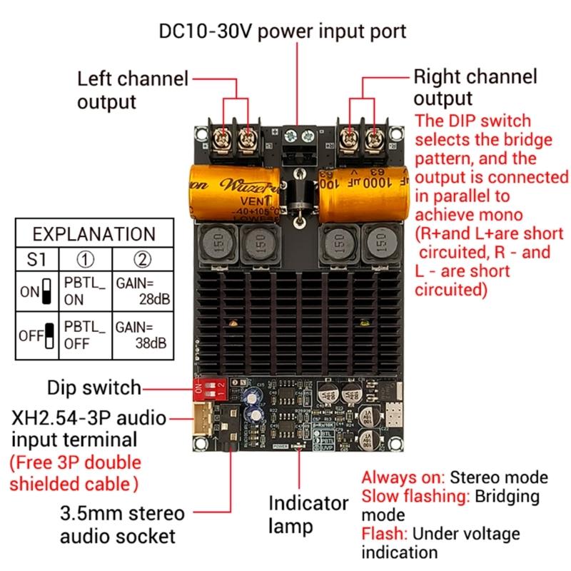 Power Amplifier Board 2001 TPA3221 100Wx2 Bridged Mono 200W Stereo Speaker Power Sound Amplifier Board Module