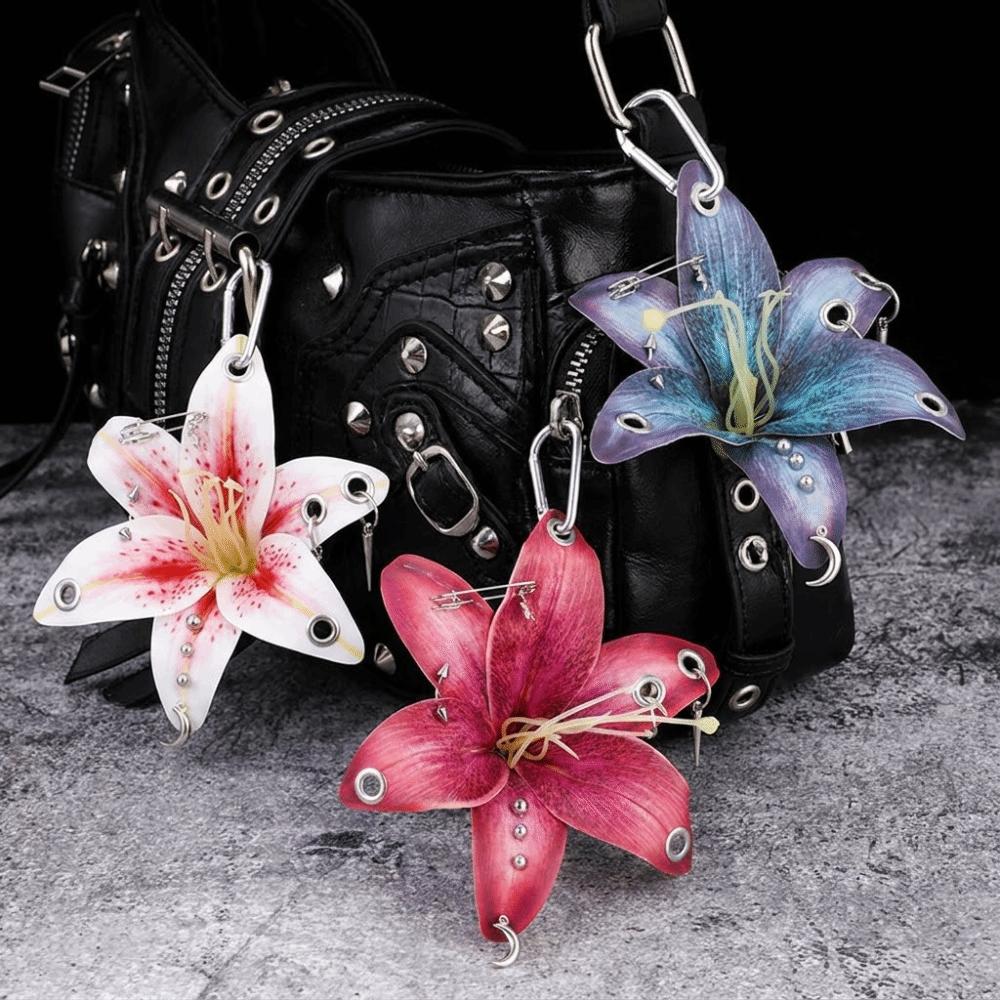 Backpack Decoration Orchid Lily Keychain Simulation Flower Backpack Hangings Decor Gifts