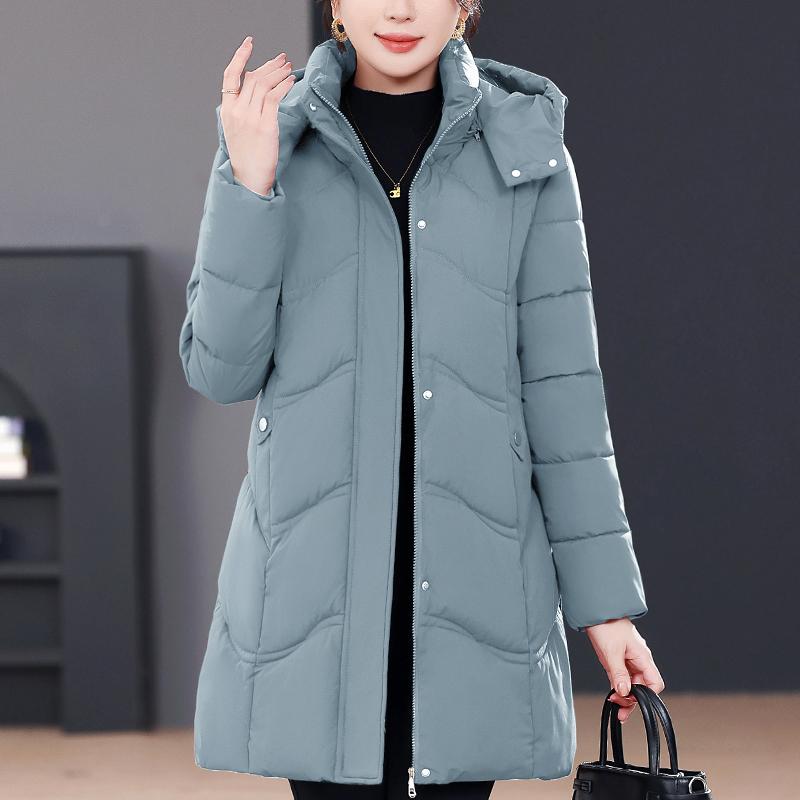 Middle Age Winter Long Coat Female Plus Size Parkas Hooded Elegant Thick Warm Woman Jackets