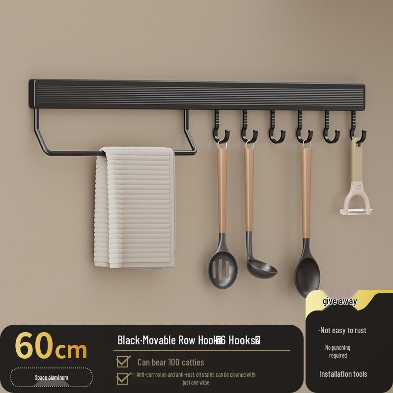Multi-Functional Wall-Mounted Kitchen Hook Rack for Utensil Storage