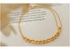 18K Gold Plated Bead Patchwork Necklace & Bracelet Set in Titanium Steel, European & American Fashion.