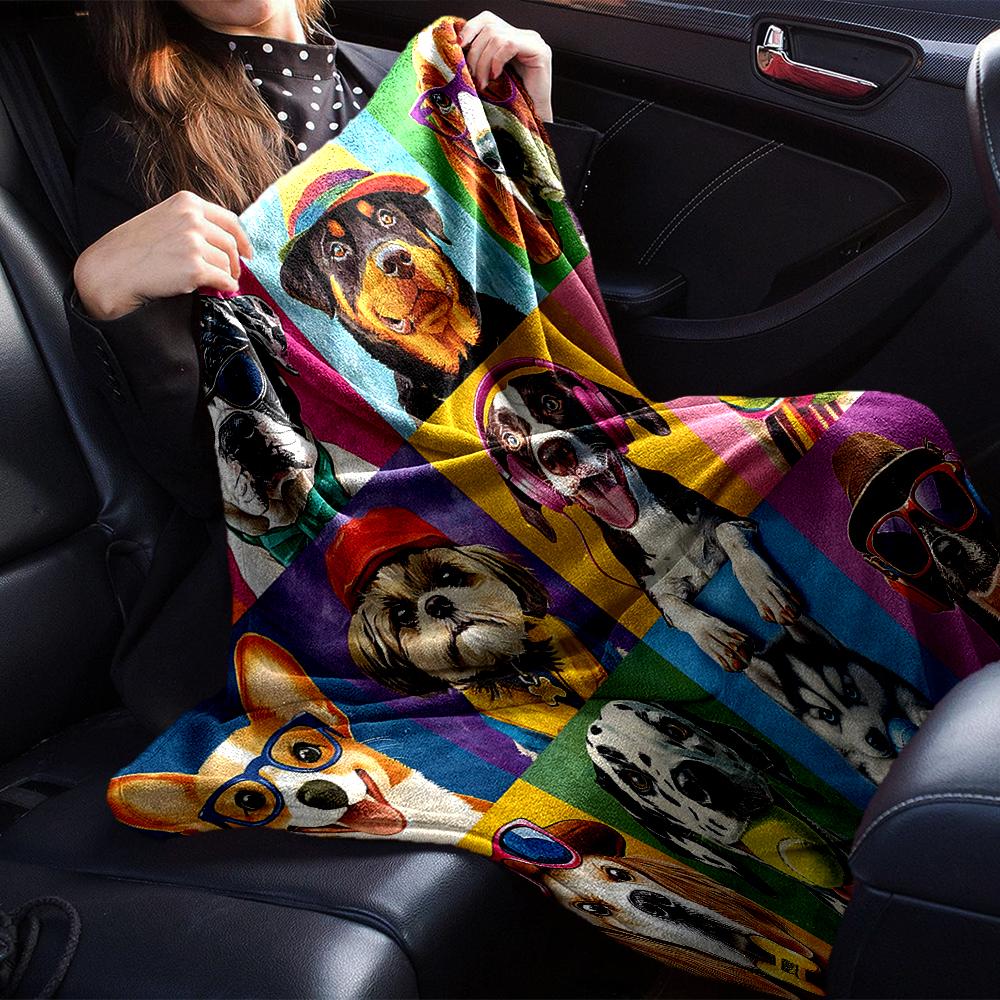 Dogs Colorful Hats Blanket Soft Throw Blanket For Home Bedroom Bed Sofa Travel Office Solid Christmas Blanket