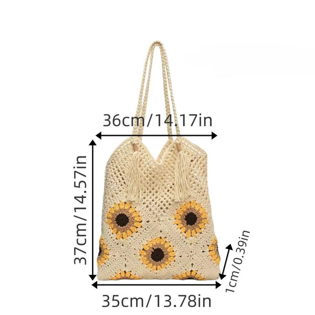

1pcs Women s Shoulder Straw Bag Beach Vacation Handbag Suitable for Summer Travel Beach Party Shopping бежевий