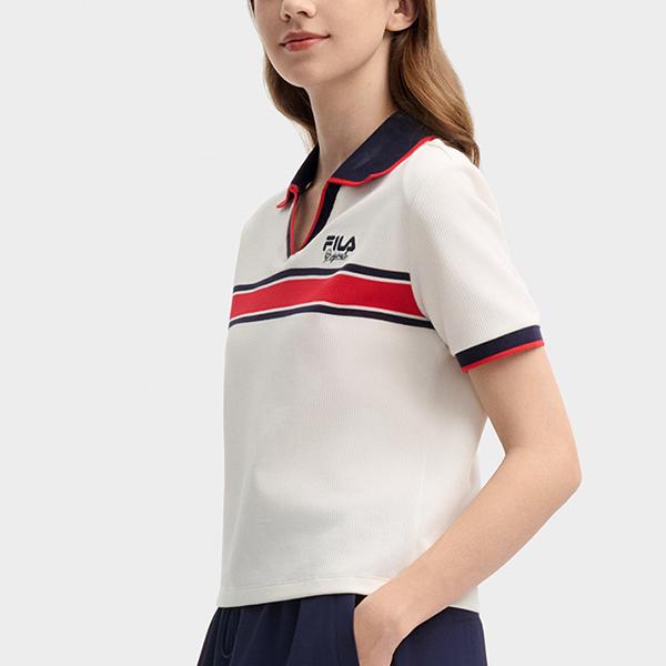 Fila Originales, vielseitiges und modisches Kurzarm-Poloshirt für Damen, Weiß, F11W439101F-WT