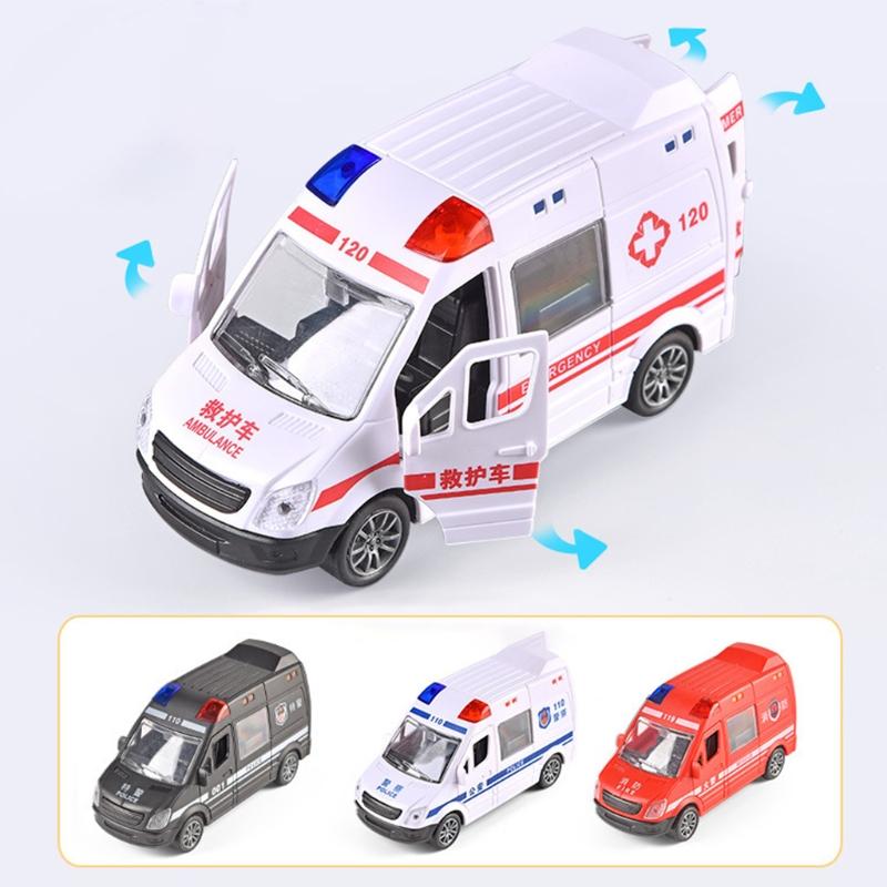 Miniature Educational Inertia Car Fire Truck Ambulance Vehicle Toy Realistic Friction Car Pull Back Vehicle