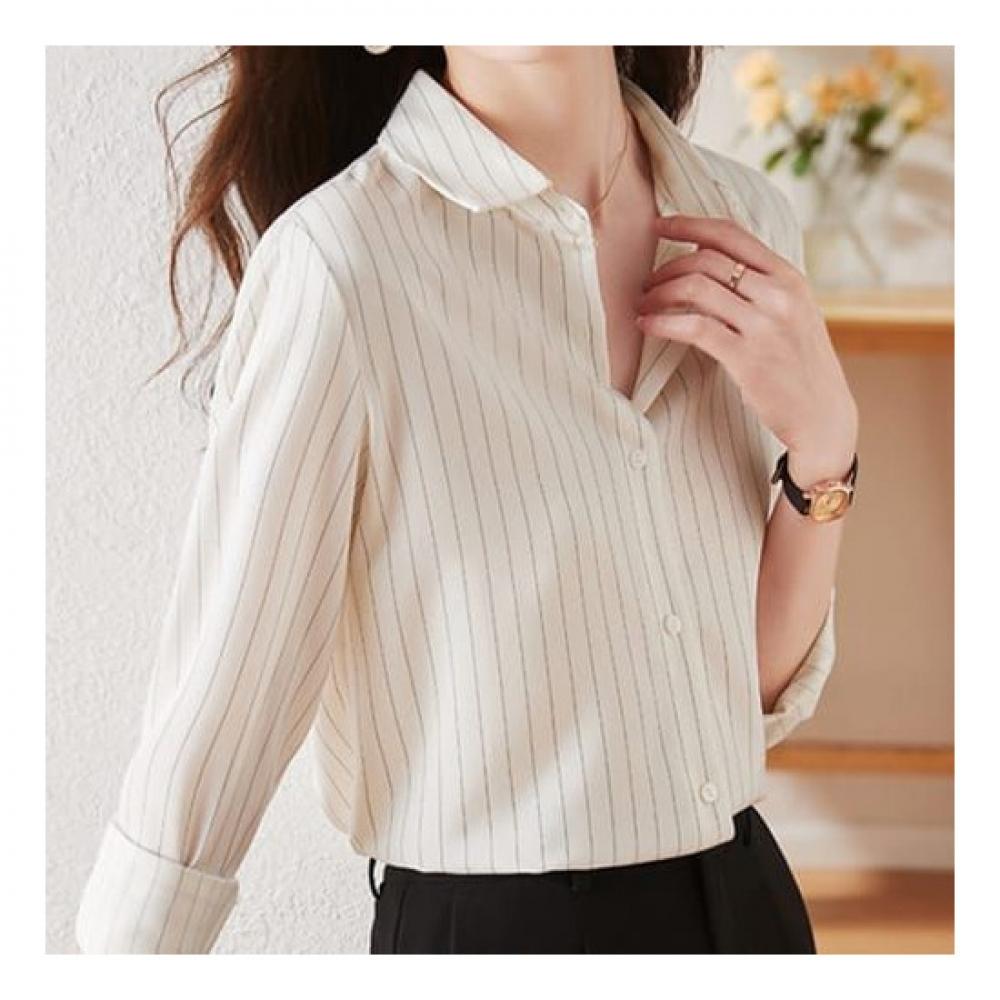 Navava Women Casual Stripe Long Sleeve Shirt Nb2287