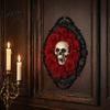 Decorative Gothic Skull Frame Halloween Wall Decoration, Vintage Red Rose Sculpture, Artistic Decor with Roses Horror Spider Web Art Ornament