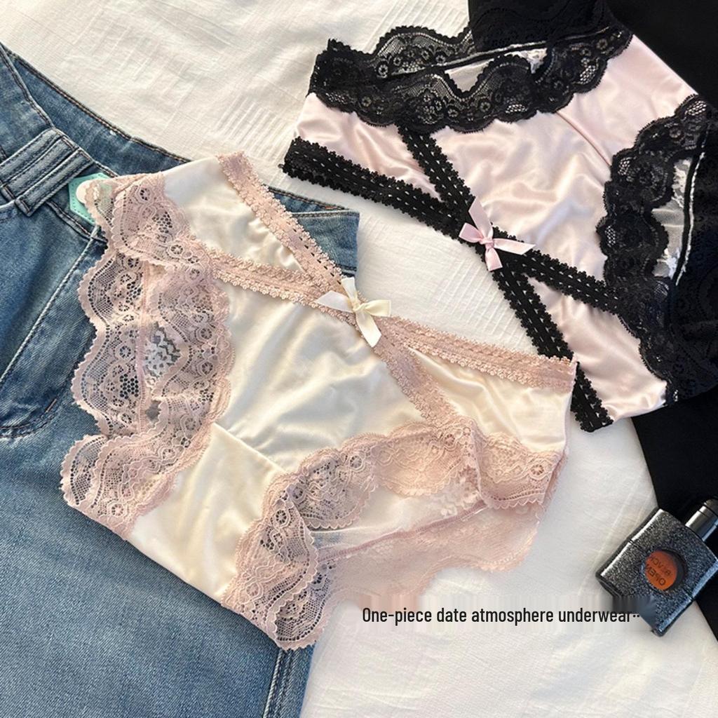 Satin Lace Bow Low-Rise Panties for Women: Heartbeat Collection