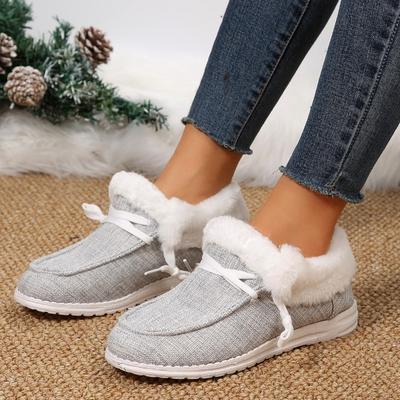 Fashion 2024 Winter New Women's Boots Fashion Comfort Lightweight Soft Short Boots Warm Plush Designer Slip On Flat Shoes Female