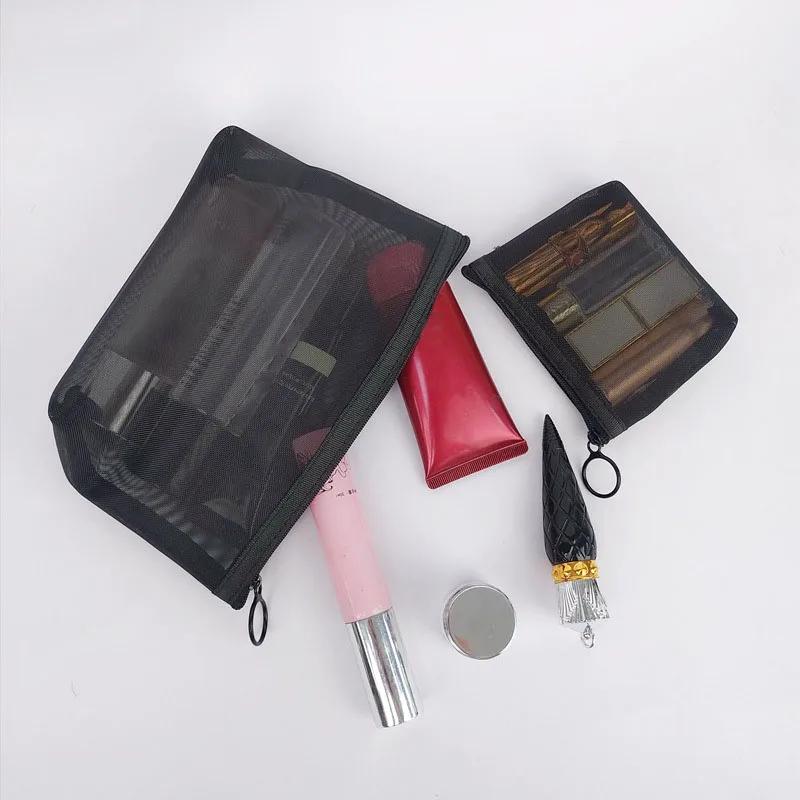 Custodia per Trucco in Rete Trasparente Organizer Pochette Portaoggetti Casual con Cerniera Sacchetti da Toilette per Lavaggio Trucco Donne Viaggio Borsa Cosmetica
