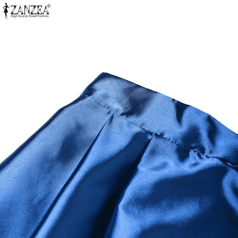 ZANZEA Faldas largas holgadas casuales para mujer con cintura elástica en la espalda