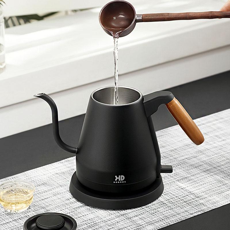 1500W Electric Kettle Gooseneck Hand Brew Coffee Pot Teapot 304 Stainless Steel Jug Slender Mouth Coffee Hand Brewing Pot 800ml