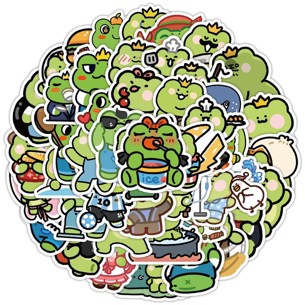 50 Cute Frog Graffiti Stickers for Luggage, Computer, Waterproof Decorative Stickers, Cartoon Frog Stickers