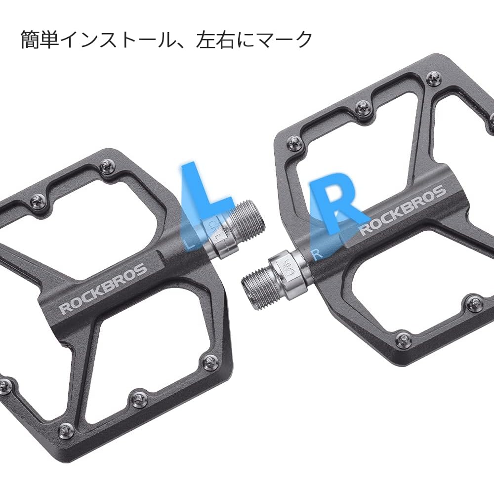 Rockbros Lightweight Aluminum Alloy Flat Bicycle Pedals Non-Slip Platform for Road Bike Cross Bike MTB