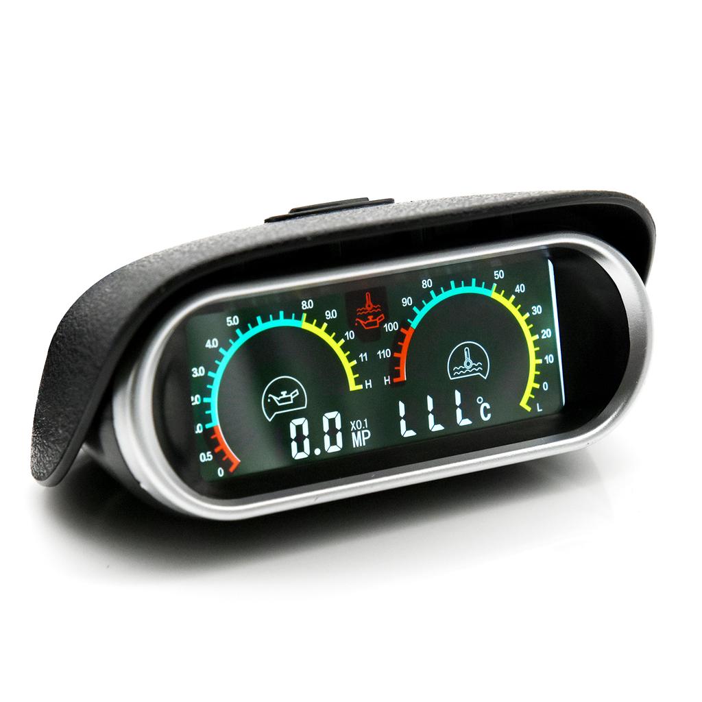 2 In 1 LCD Car Digital Oil Pressure Gauge Water Temp Meter 1/8 NPT Oil Pressure sensor  Water Temperature Sensor 10mm